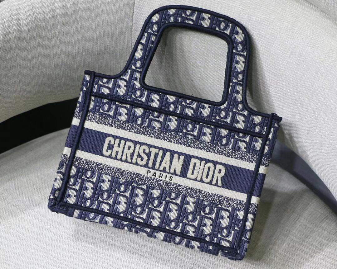 Christian Dior Mini Book Tote Bag Dark Blue - AlimorLuxury
