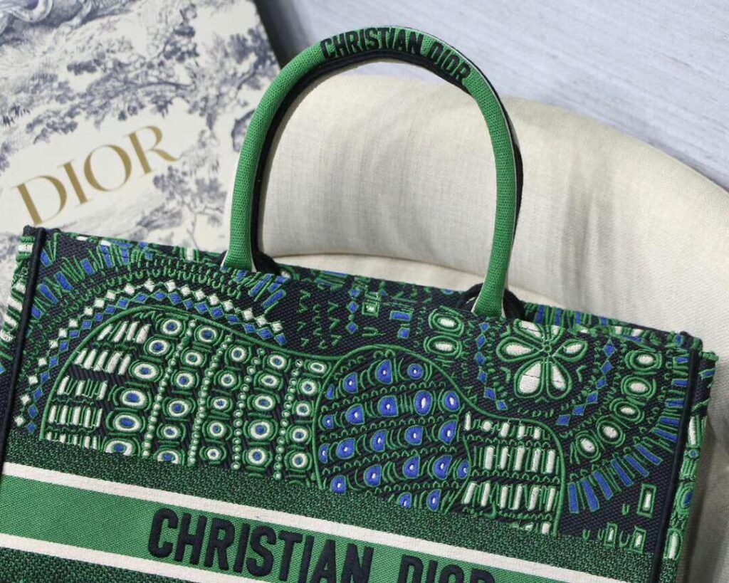 Dior Book Tote Animals Embroidered Canvas Bag Green - AlimorLuxury