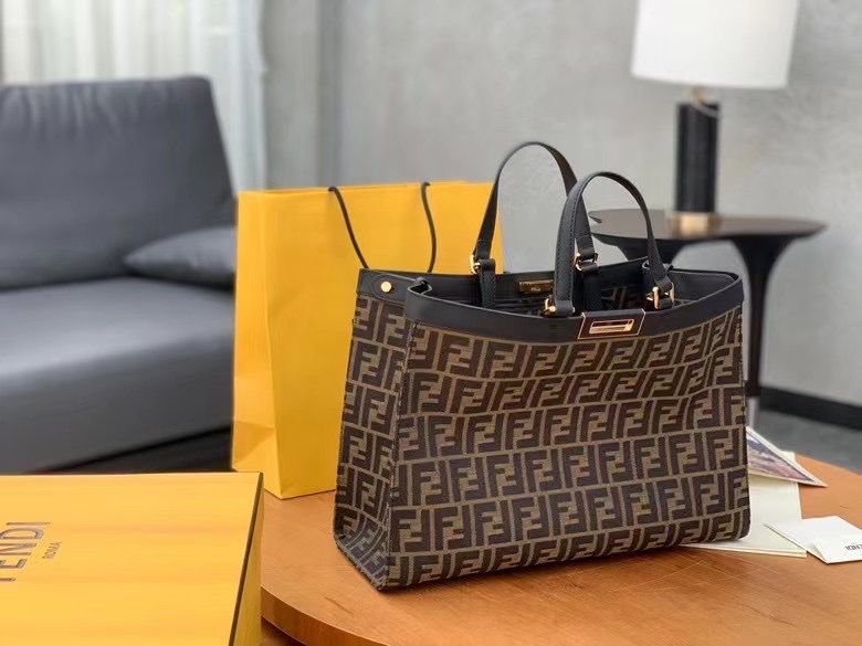 Fendi Peekaboo X-Tote Brown canvas bag - Image 5