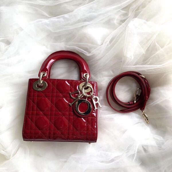 KNOCK OFF MINI LADY DIOR CALFSKIN PURSE RED