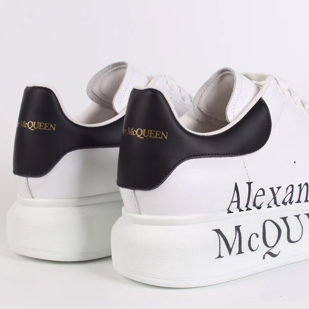 Replica Alexander McQueen White Sneakers with Black Logo - AlimorLuxury