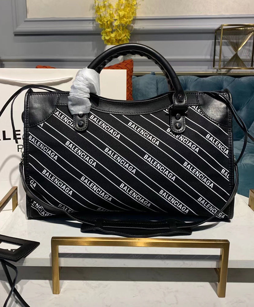 Balenciaga Classic City Medium Canvas Tote Black 30 cm - Image 3