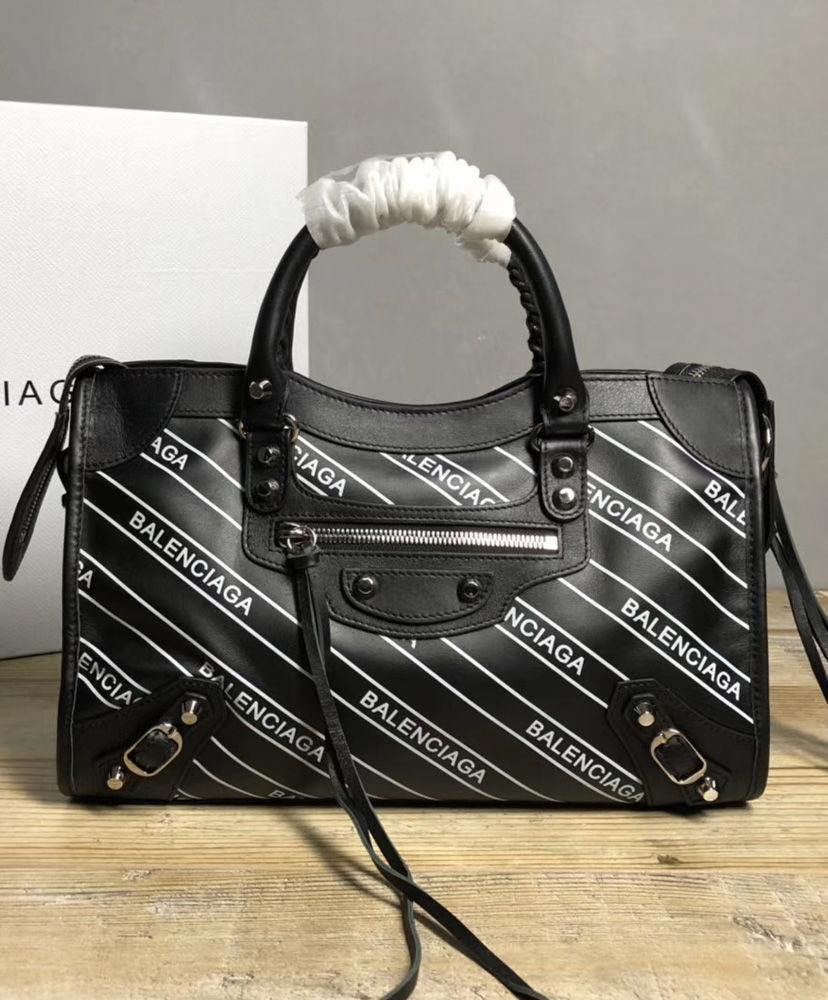 Balenciaga Logo City Bag Leather Black 23 cm - Image 4