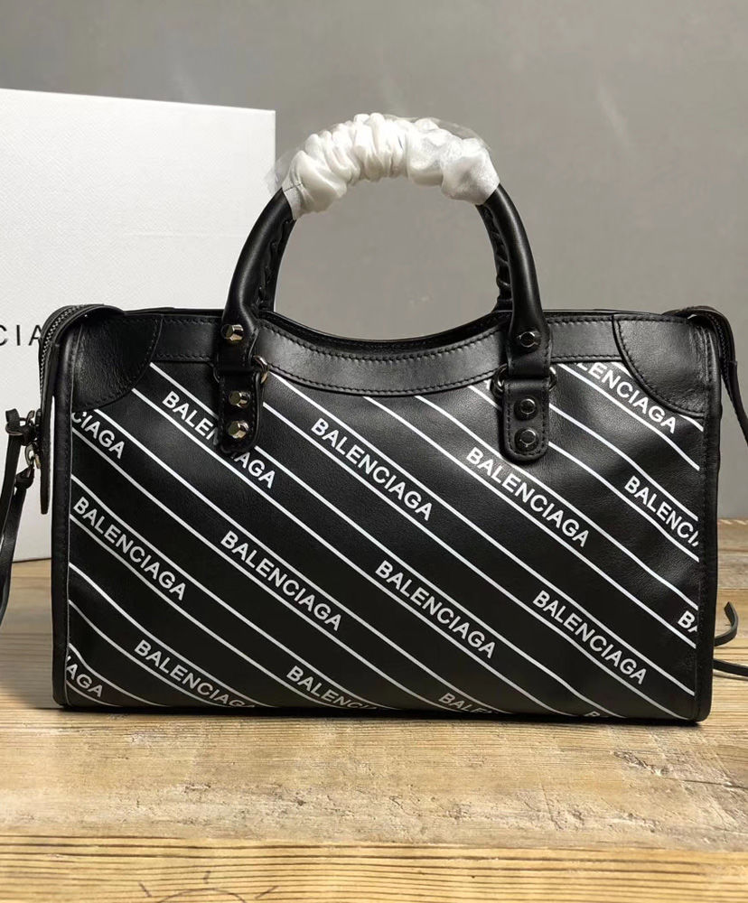 Balenciaga Logo City Bag Leather Black 23 cm - AlimorLuxury