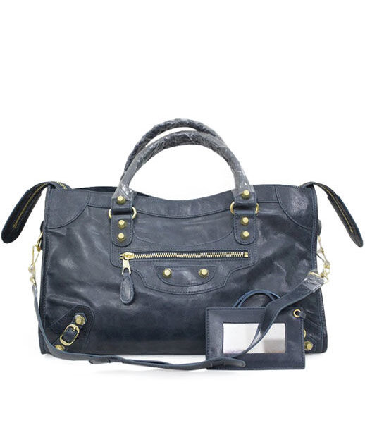 Balenciaga Moto City Tote Dark Blue 30cm