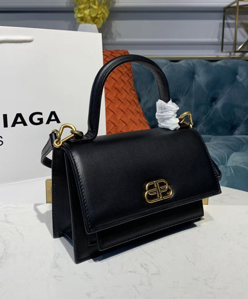 Balenciaga Sharp XS Leather Shoulder Bag Black - AlimorLuxury