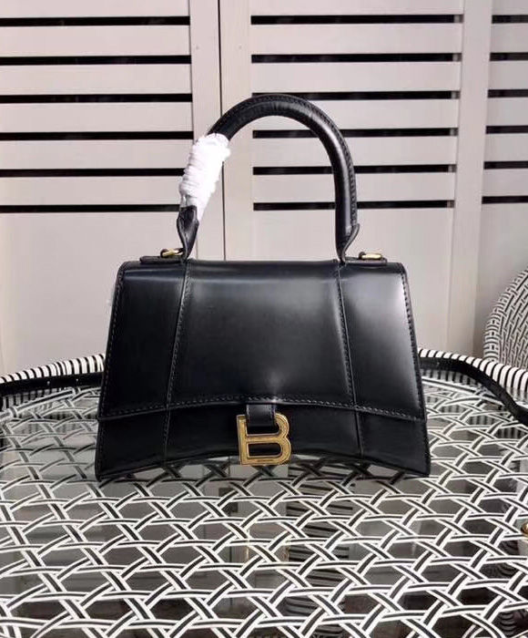 women's hourglass small top handle bag in black