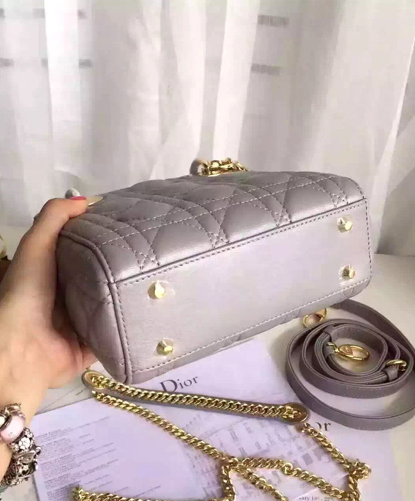 Christian Dior Lady Dior Mini Classic Tote Bag With Lambskin - Image 6