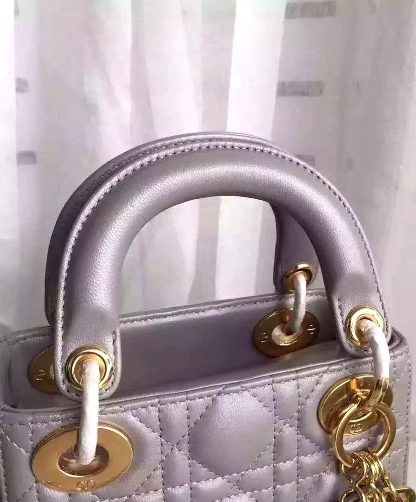 Christian Dior Lady Dior Mini Classic Tote Bag With Lambskin - Image 5