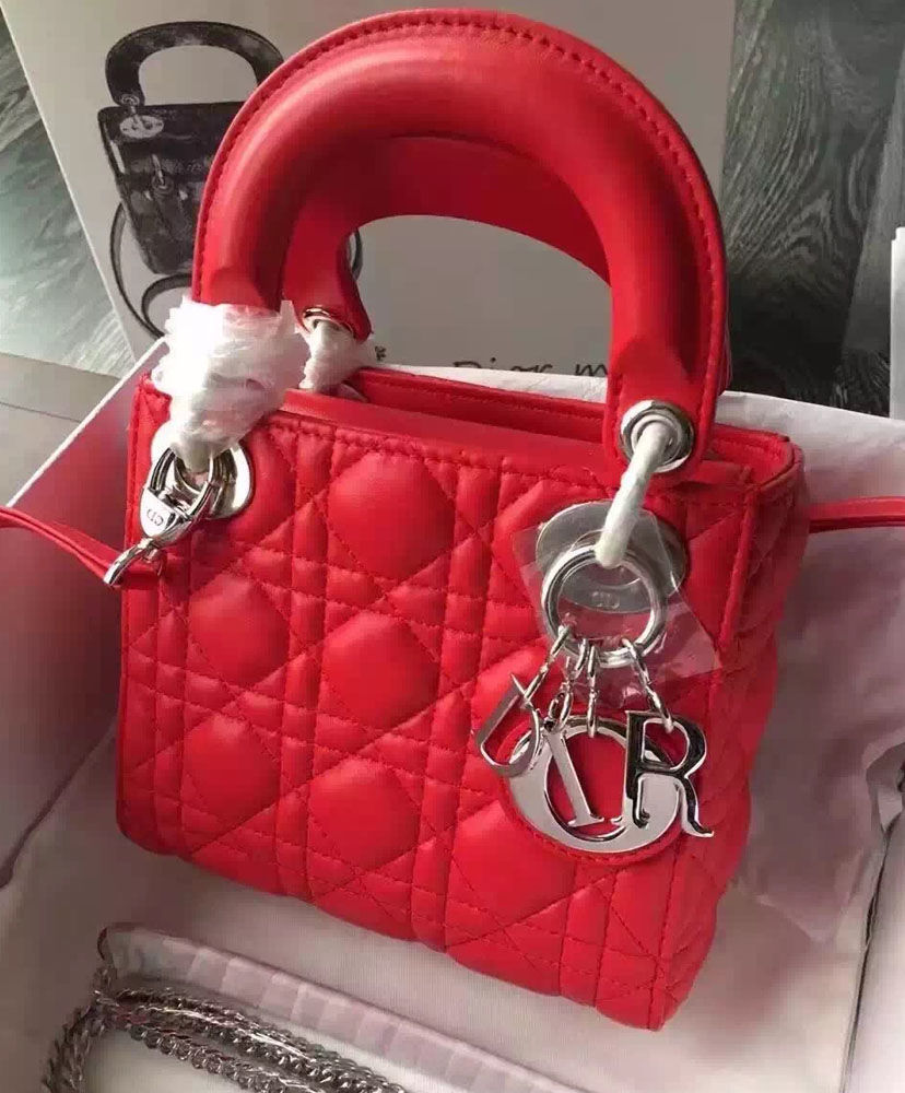 Christian Dior Lady Dior Mini Classic Tote Bag With Lambskin - Image 5