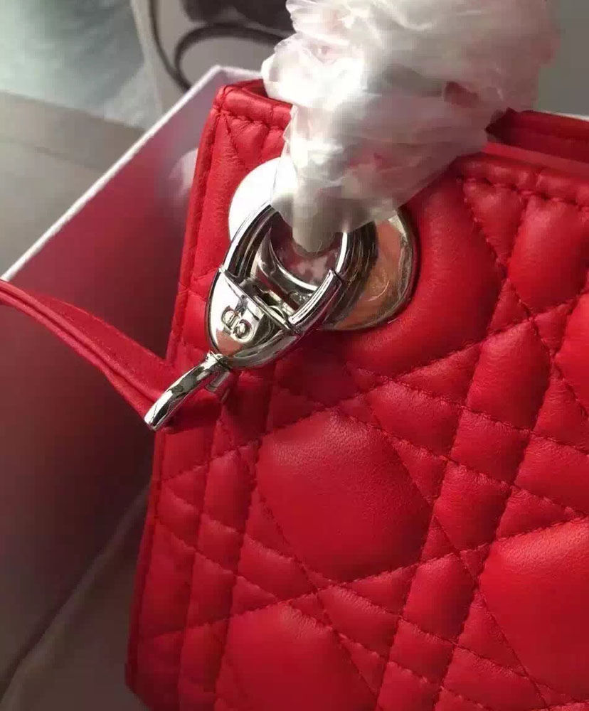 Christian Dior Lady Dior Mini Classic Tote Bag With Lambskin - Image 9