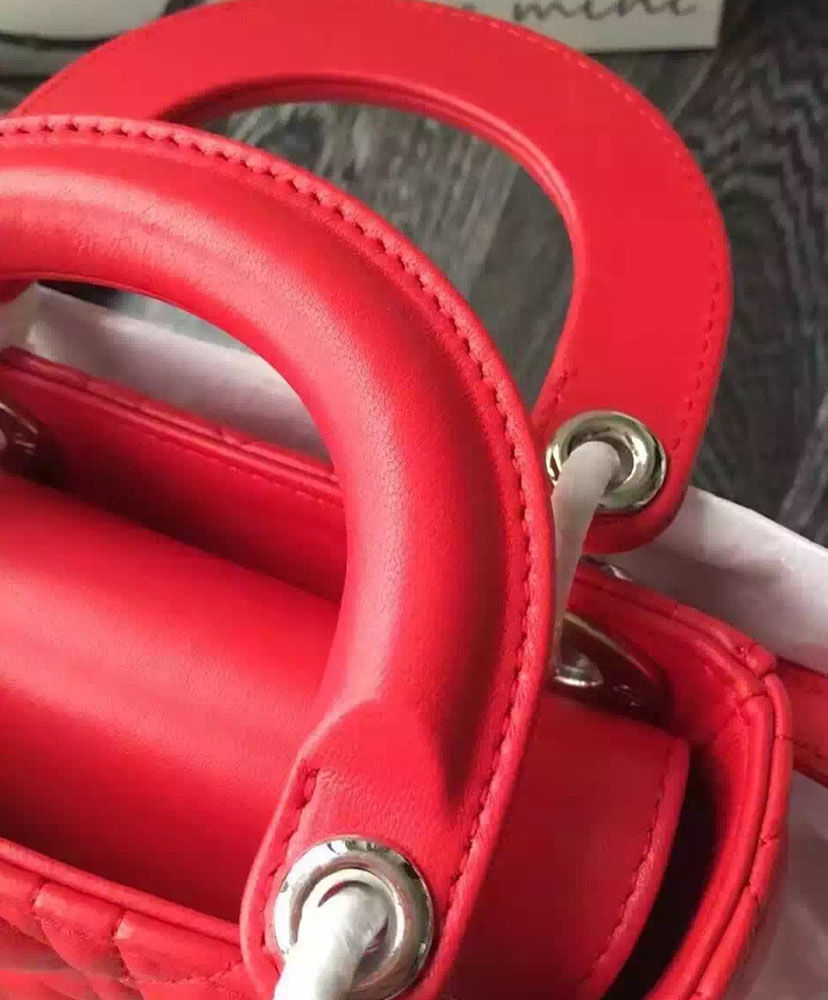 Christian Dior Lady Dior Mini Classic Tote Bag With Lambskin - Image 7