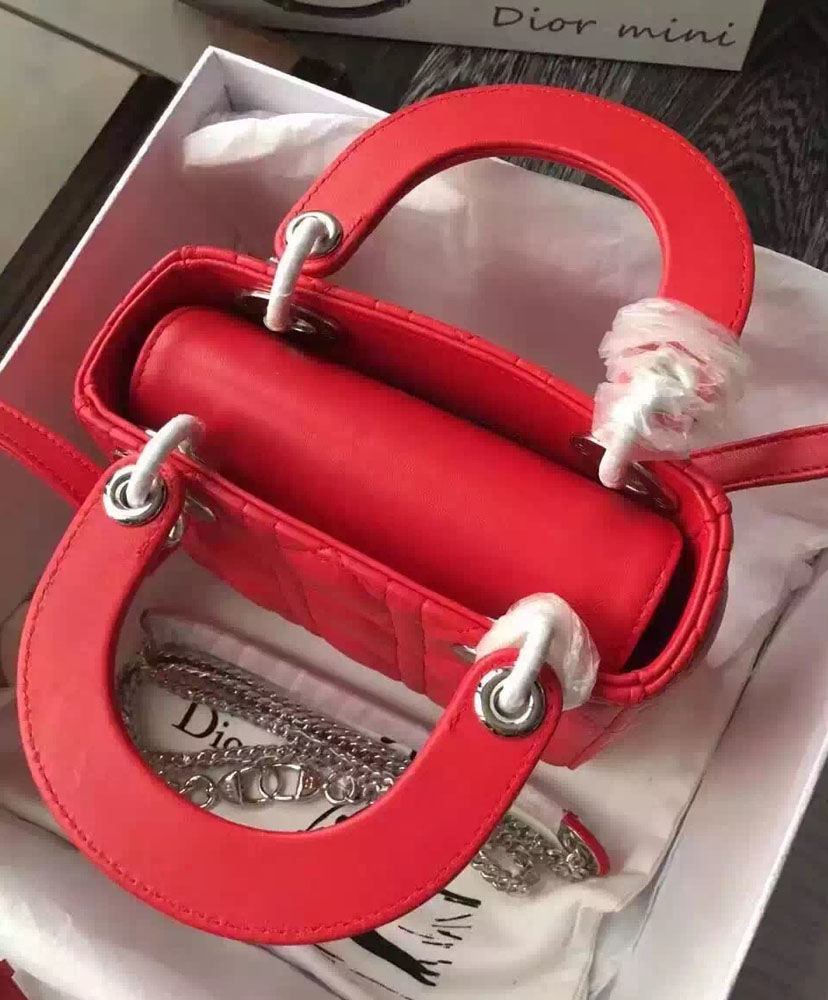 Christian Dior Lady Dior Mini Classic Tote Bag With Lambskin - Image 6