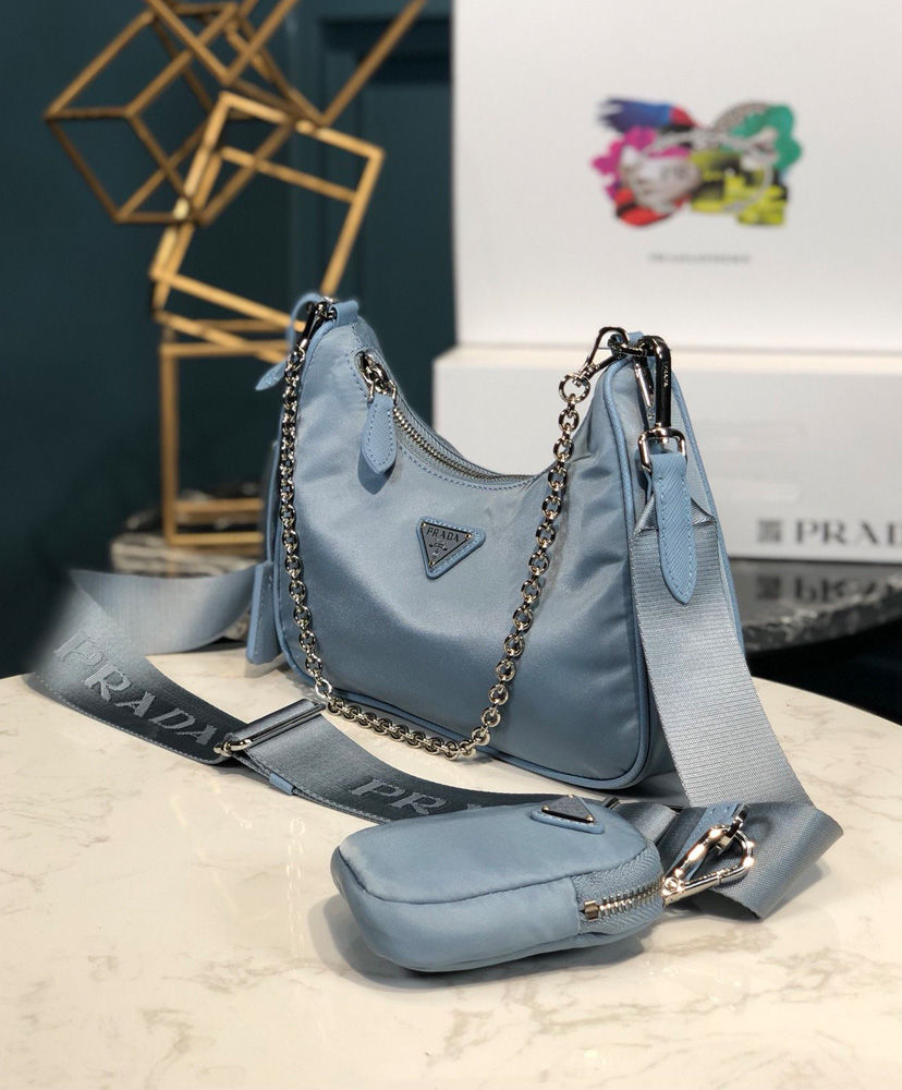 Prada Re-Edition 2005 nylon shoulder bag Light Blue - AlimorLuxury