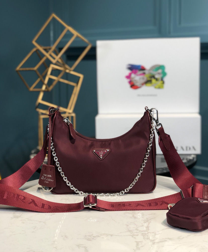 prada re edition burgundy