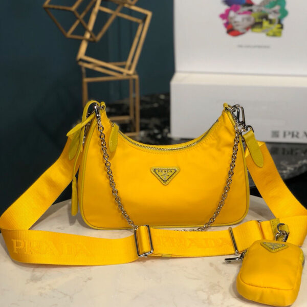 Prada Re-Edition 2005 nylon shoulder bag Light Yellow