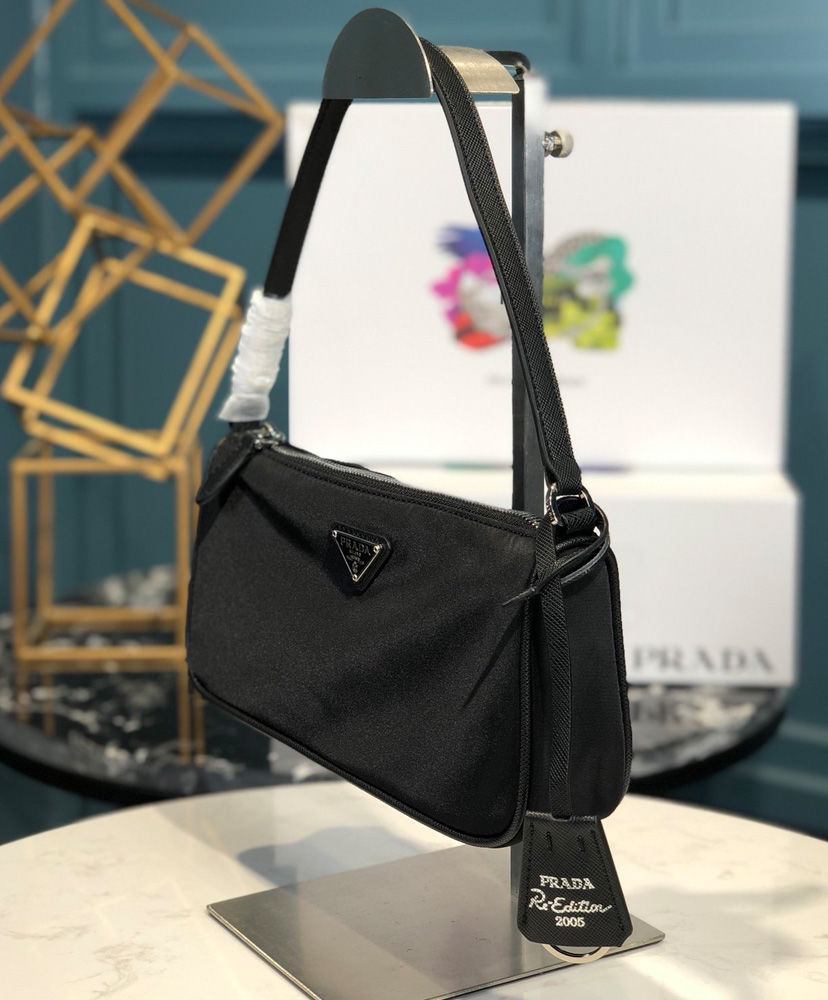 Prada Re-Edition 2005 nylon and Saffiano leather mini-bag Black - Image 7