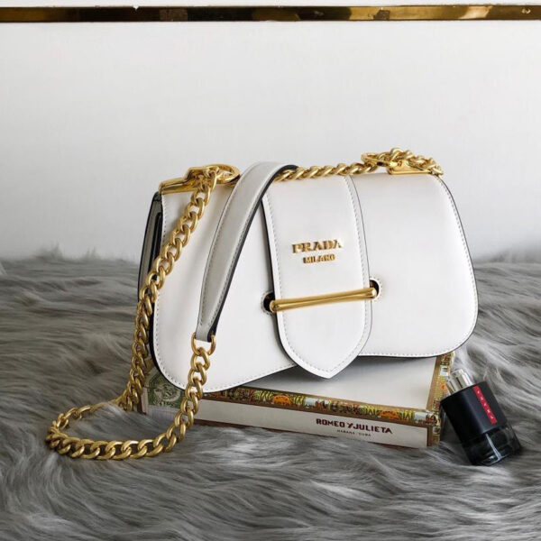 Prada Sidonie leather shoulder bag White