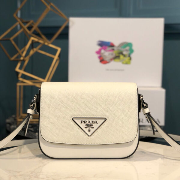Prada Saffiano leather shoulder bag White