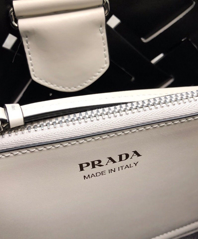 Prada Leather handbag with large woven motif White - AlimorLuxury