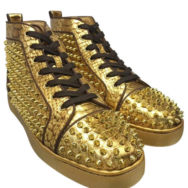 Christian Louboutin Louis Spikes Men's Flat Golden