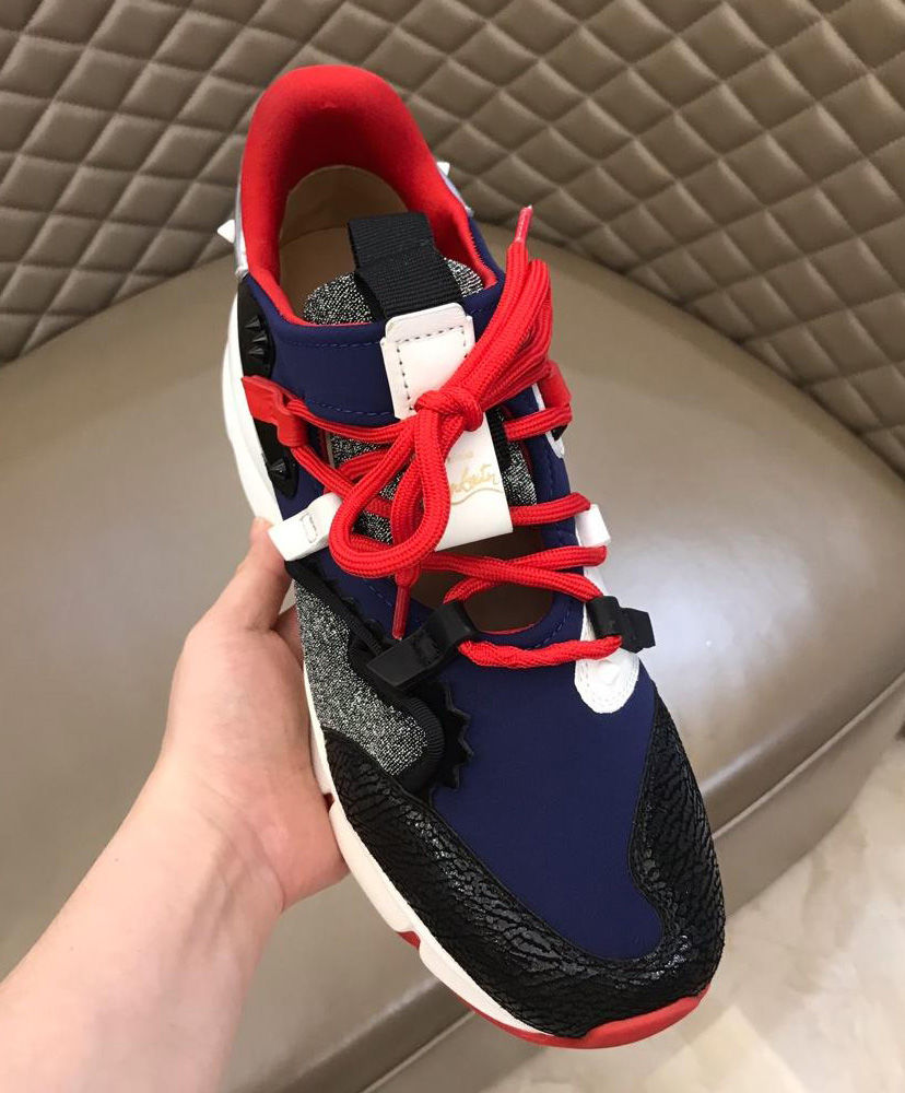 Christian Louboutin Men's Red Runner Sneaker Blue - Image 4