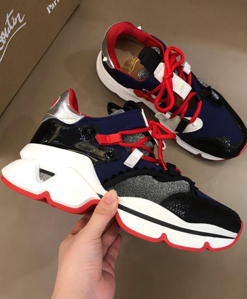 Christian Louboutin Men's Red Runner Sneaker Blue - Image 6