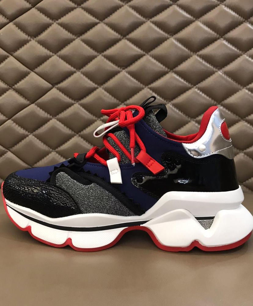Christian Louboutin Men's Red Runner Sneaker Blue - Image 8