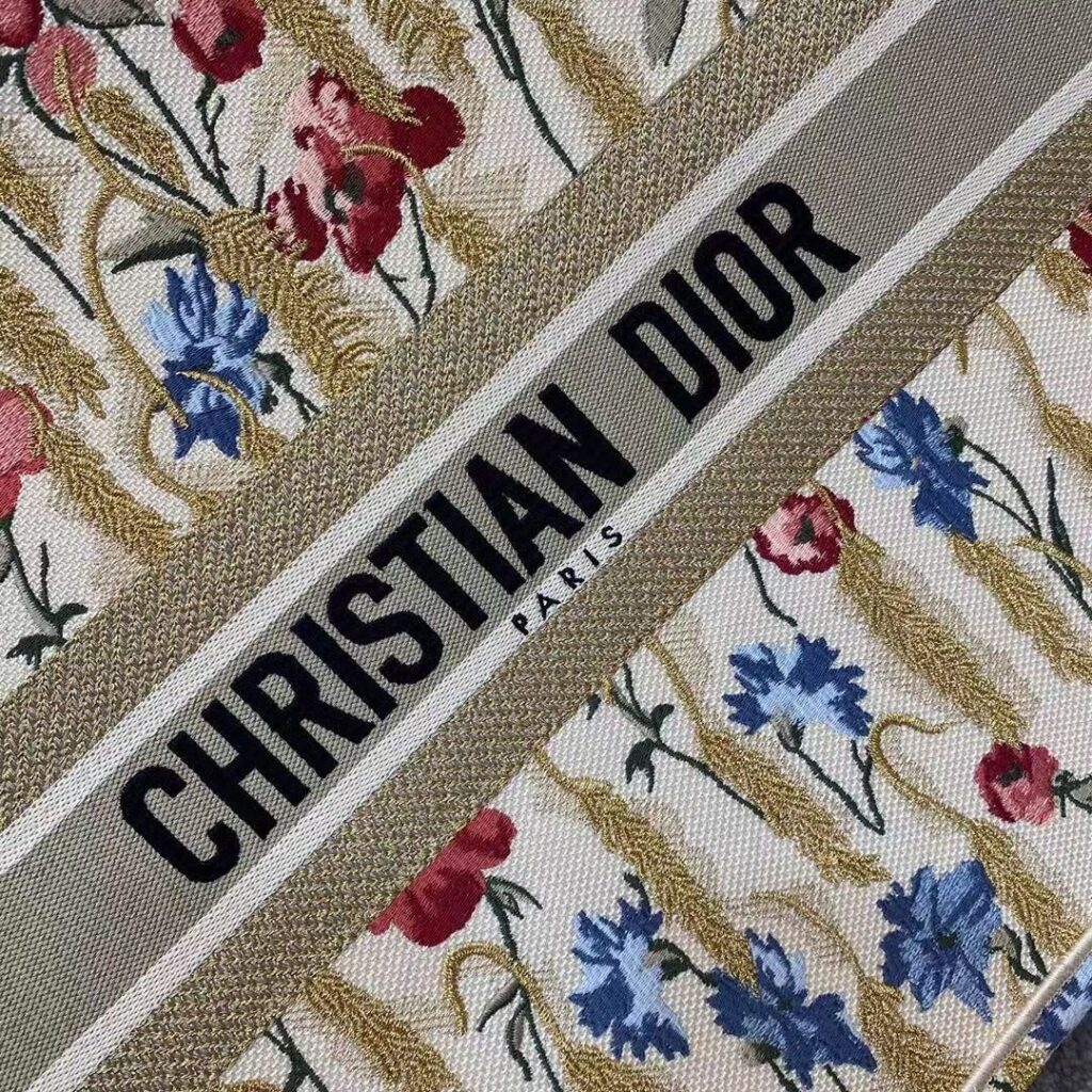 Christian Dior Small Book Tote Beige Multicolor 41.5cm - AlimorLuxury