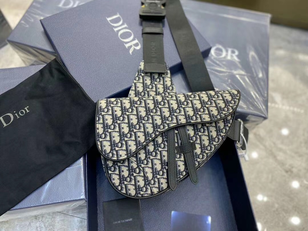 Men's Dior Saddle Bag Beige and Black Dior Oblique Jacquard AlimorLuxury