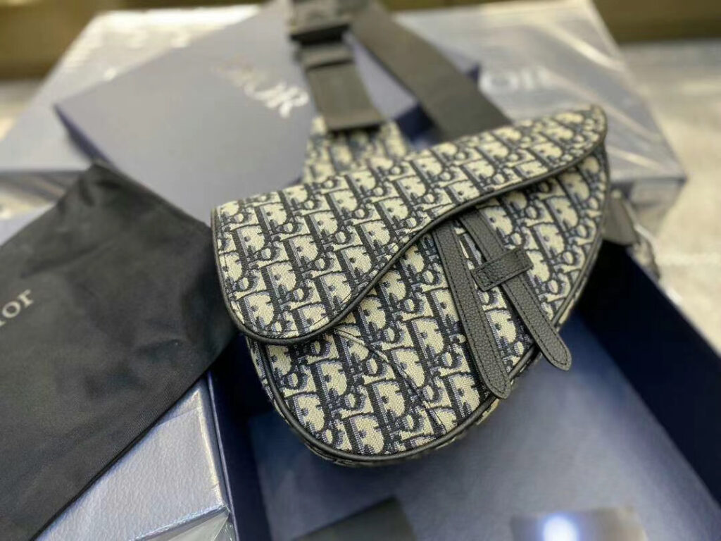 Men's Dior Saddle Bag Beige and Black Dior Oblique Jacquard AlimorLuxury