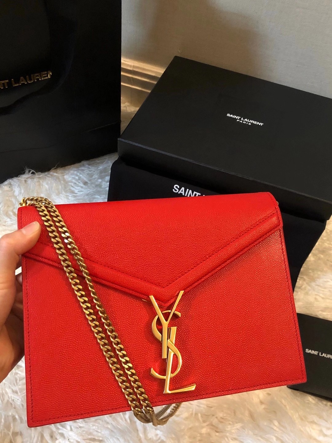 YSL CASSANDRA MONOGRAM CLASP RED BAG - Image 4