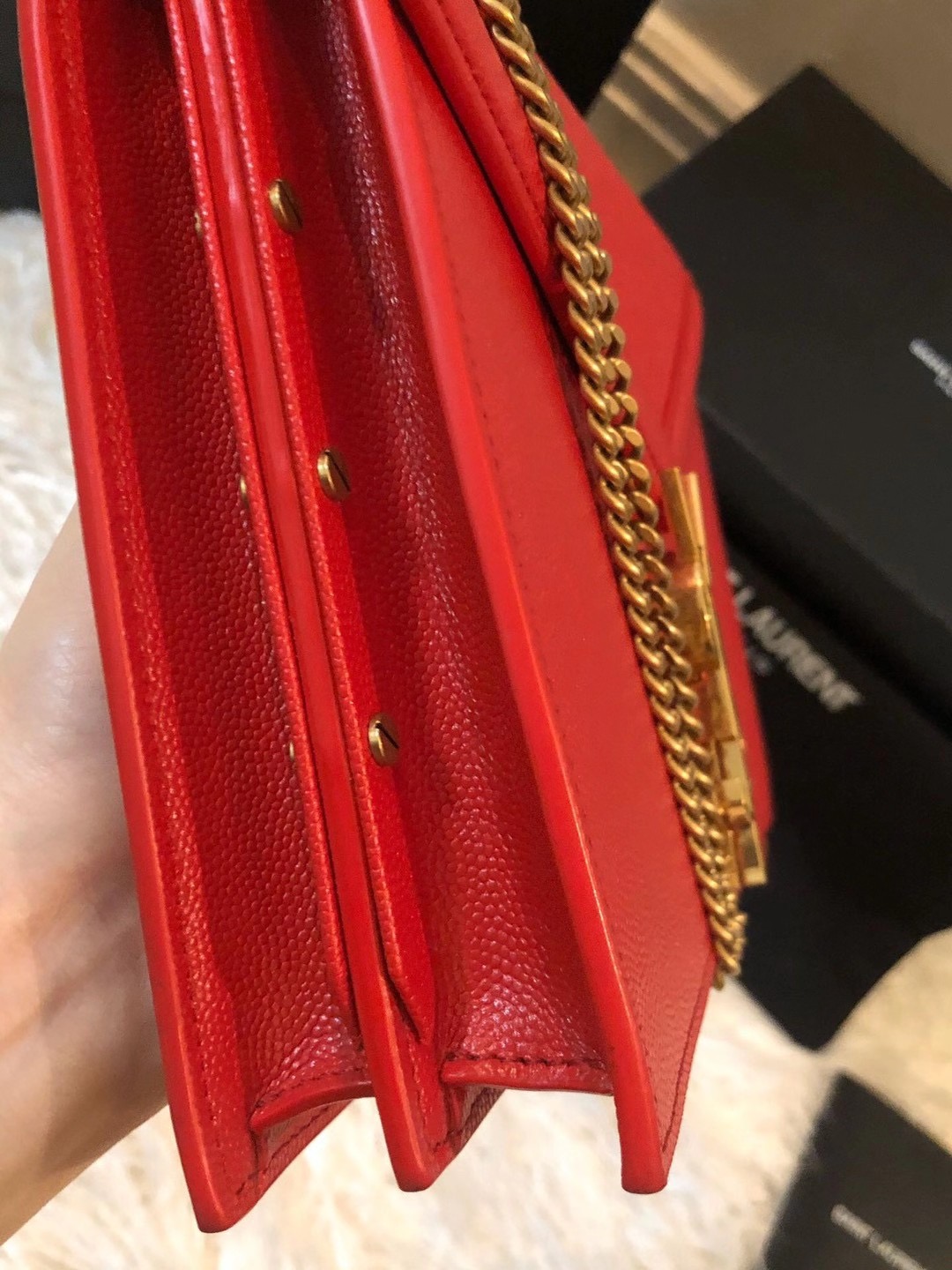 YSL CASSANDRA MONOGRAM CLASP RED BAG - Image 6