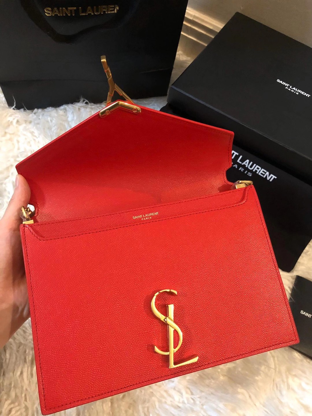 YSL CASSANDRA MONOGRAM CLASP RED BAG - Image 10