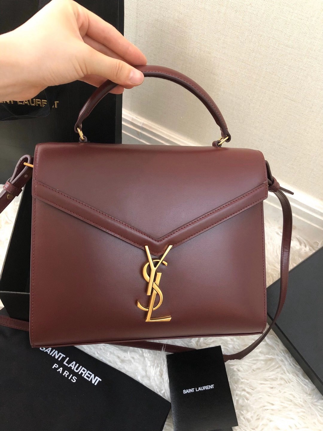 BORDEAUX YSL CASSANDRA MONOGRAM CLASP IN SMOOTH LEATHER - Replica Bags ...