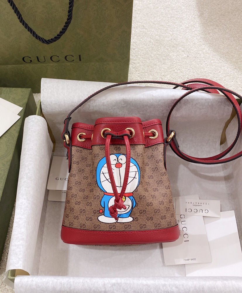 Gucci X Doraemon Mini Bucket Bag 647801 Red - Replica Bags and Shoes ...