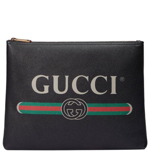 Gucci Print leather medium portfolio 500981 Black