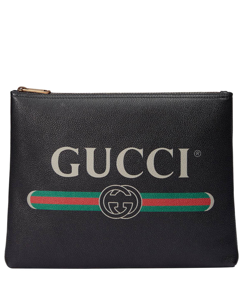 Gucci Print leather medium portfolio 500981 Black