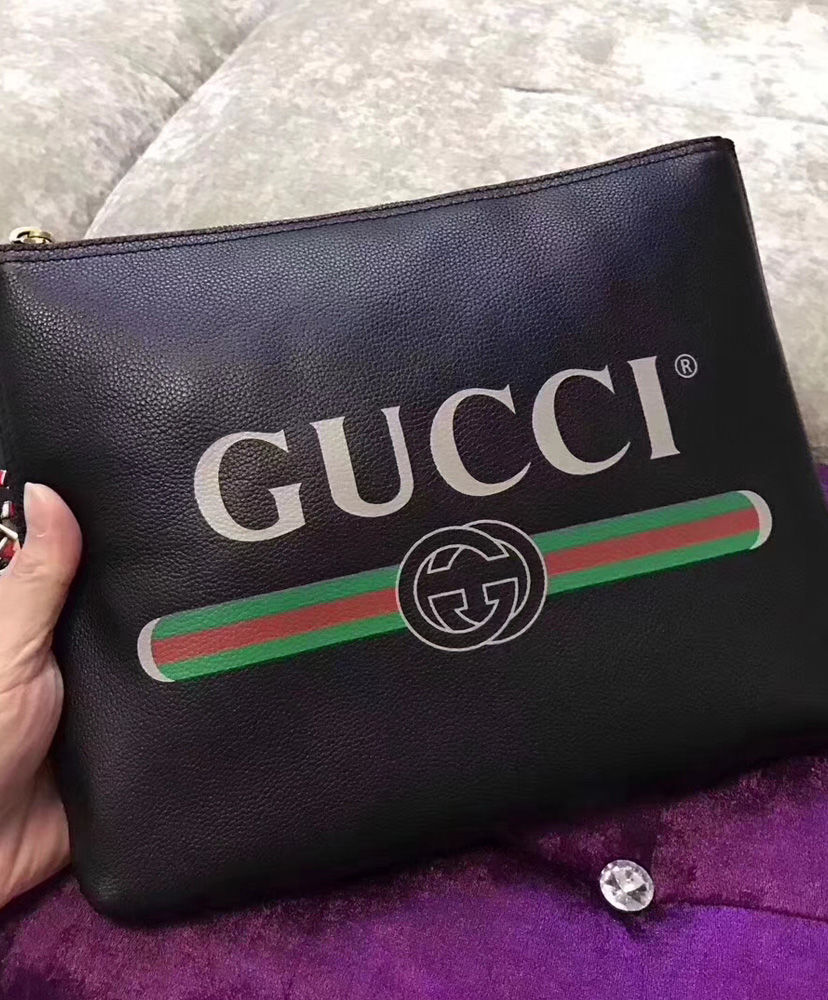 Gucci Print leather medium portfolio 500981 Black - Image 2