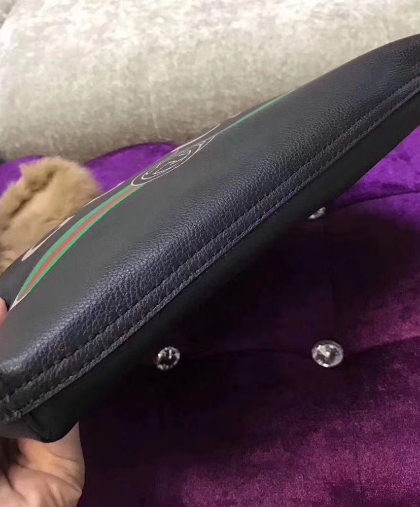 Gucci Print leather medium portfolio 500981 Black - Image 6