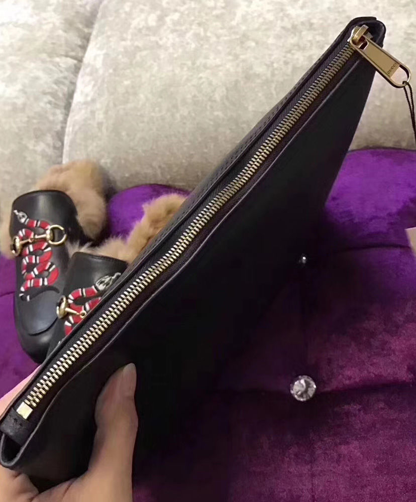 Gucci Print leather medium portfolio 500981 Black - Image 3