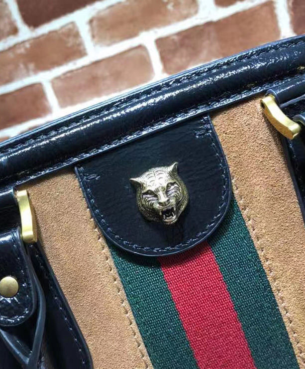 Gucci REBELLE Brown Suede Large Bag AlimorLuxury