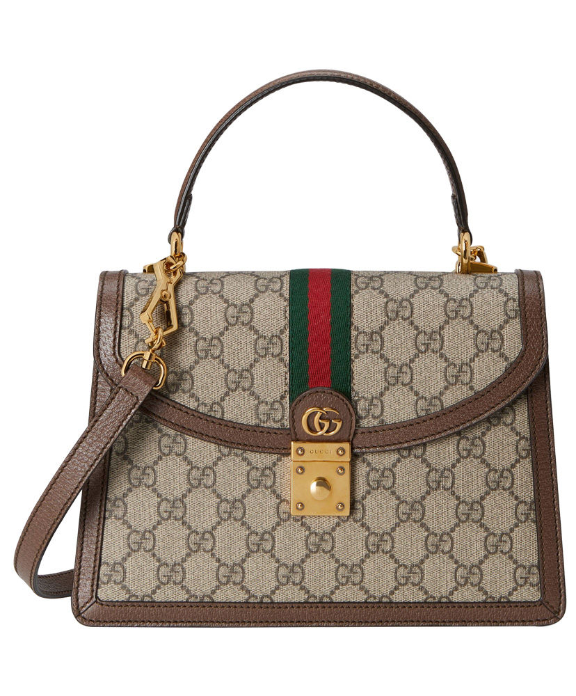 Gucci Ophidia Small Top Handle Bag With Web 651055 Dark Coffee ...