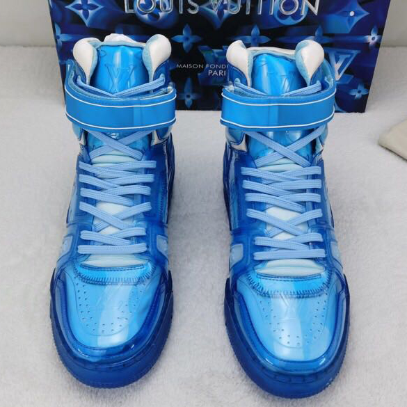 LV Trainer High Top Sneaker Neon Blue