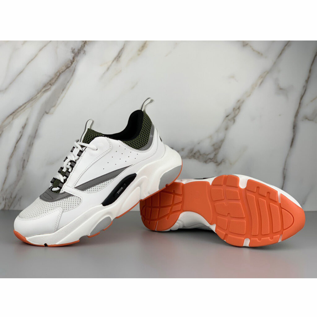 b22 sneaker white and blue technical mesh and gray calfskin
