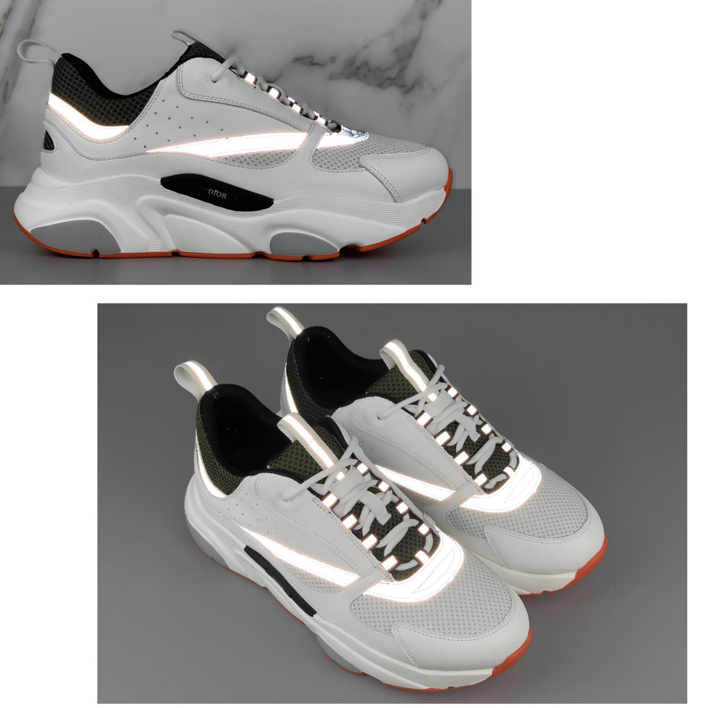 Dior "B22" Sneaker In Grey Technical Knit And White, White Calfskin ...