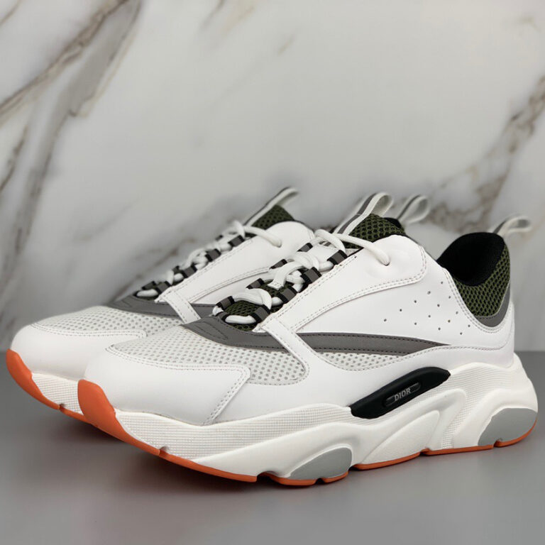 b22 sneaker white calfskin with pink and white technical mesh