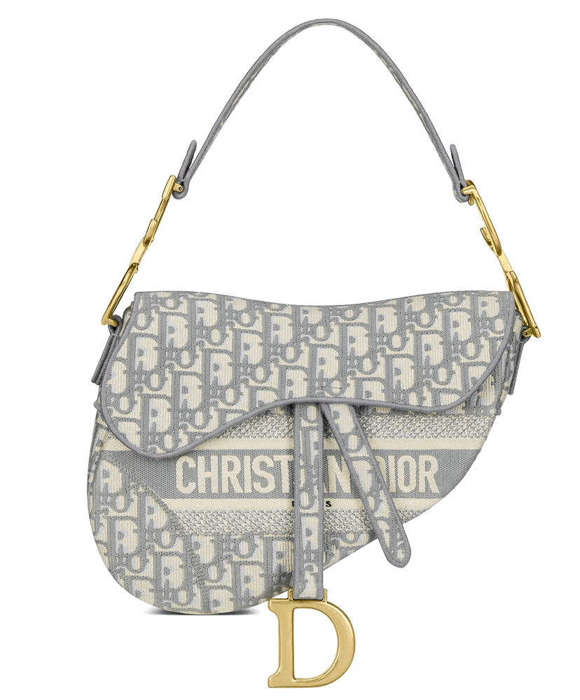 Christian Dior Saddle Original Oblique Embroidered Canvas Bag Gray Replica Bags And Shoes 6806