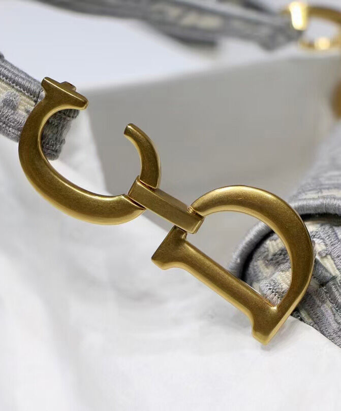 Christian Dior Saddle Original Oblique Embroidered Canvas Bag Gray - Image 6