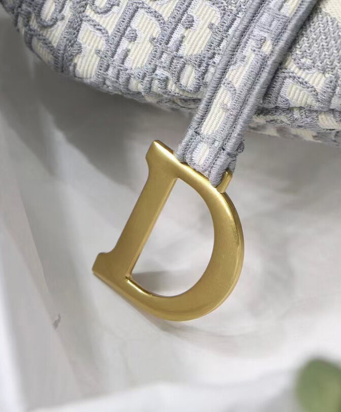 Christian Dior Saddle Original Oblique Embroidered Canvas Bag Gray - Image 7